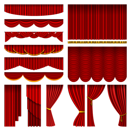 Theather red blind curtain stage isolated on a background illustration.のイラスト素材