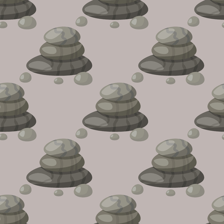 Pyramid from sea pebble relax heap stones seamless pattern healthy wellness black massage tool spa balance therapy zen vector illustration.のイラスト素材