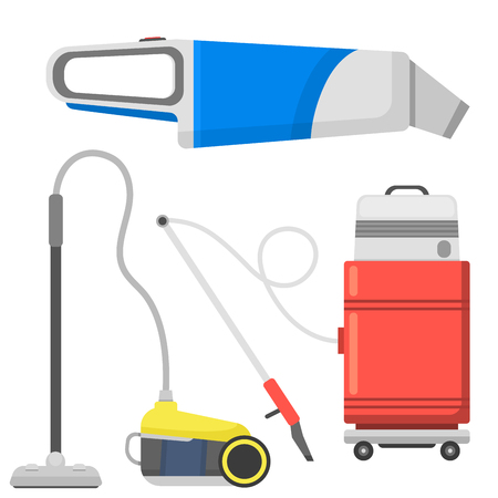 Professional cleaning equipment isolated vector home cleanup vacuum housekeeping service cleaning equipment housework tools.のイラスト素材