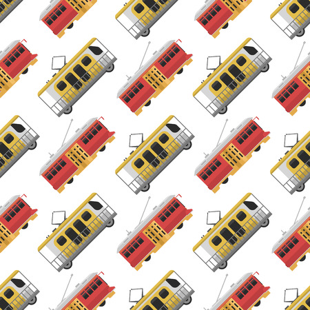 City transport public industry tram seamless pattern vector flat illustrations traffic vehicle street tourism travel way.のイラスト素材