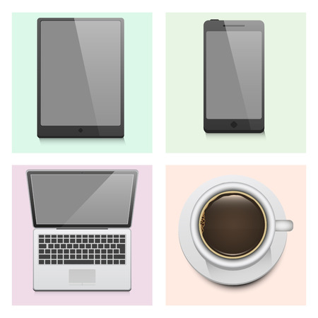 Premium corporate identity template flayer business stationery mock-up realistic 3d top view vector illustrationのイラスト素材