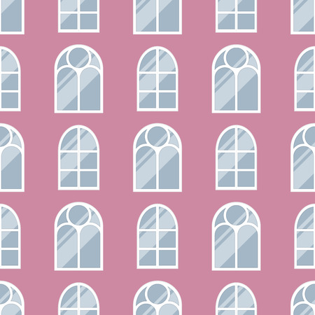 House window element in flat style glass frames seamless pattern vector illustration.のイラスト素材