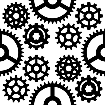 Gear vector illustration mechanics gearing web development shape work cog engine wheel equipment machinery seamless pattern backgroundの写真素材