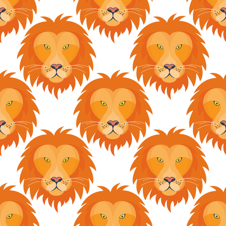 Tiger head royal seamless pattern background with beautiful animal vector hand drawn lion face illustration.のイラスト素材