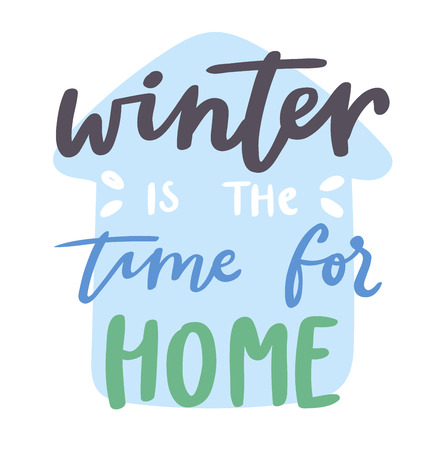 Winter Hello logo vector badge text letters motivation welcome wintertime phrases and quotes illustration letteringのイラスト素材