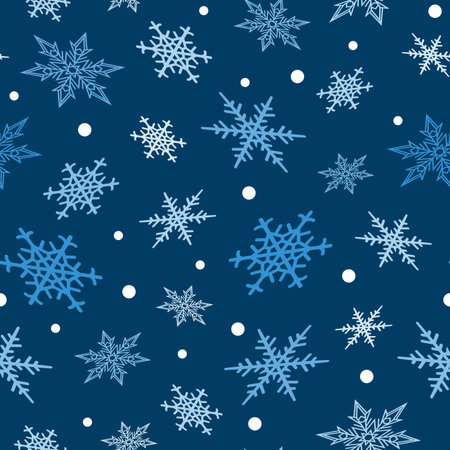 Snowflakes vector icons frozen frost star Christmas decoration snow winter flakes elemets Xmas holiday design illustartion seamless patetrnのイラスト素材