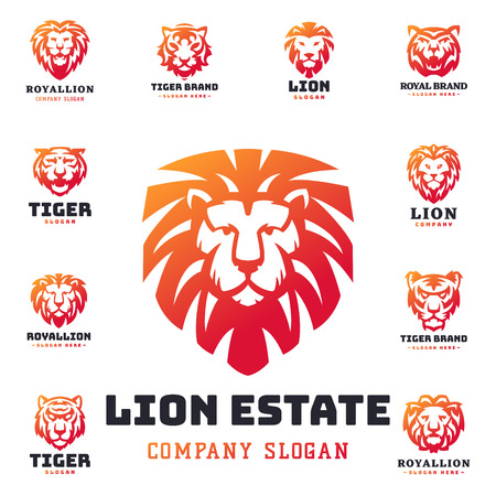 Tiger and lions face logoのイラスト素材
