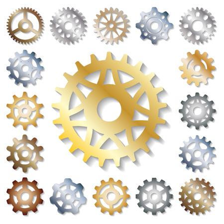 Gear vector illustration mechanics gearing web development shape work cog engine wheel equipment machinery elementのイラスト素材