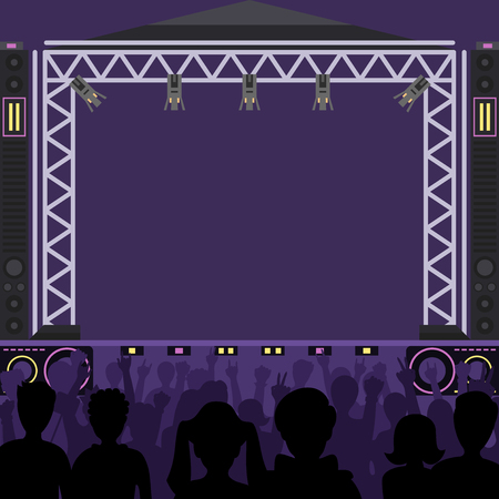 Concert stage scene vector music stage and night concert party.のイラスト素材