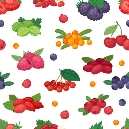 Set of different berries seamless pattern background.のイラスト素材