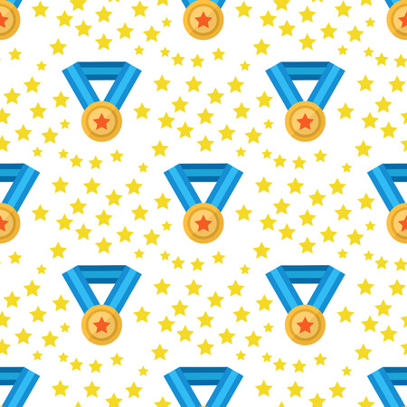Seamless pattern with awarda gold medal stars decorative modern print wallpaper colorful texture design decoration vector illustration.のイラスト素材
