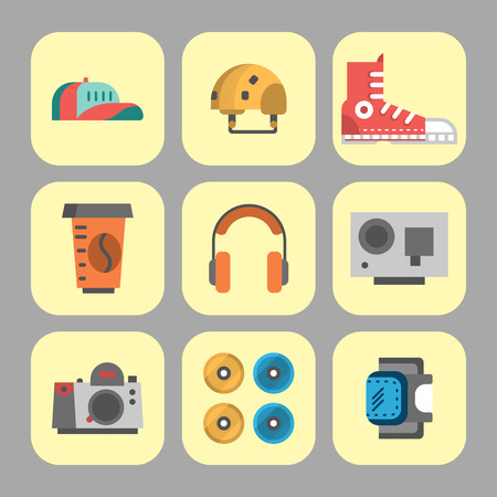 Skateboard fingerboard icon vector sport equipment skating transportation decorative speed freestyle leisure.のイラスト素材