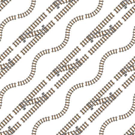 Vector illustration of railway parts grey rails maintenance concrete technology build equipment metro engineering construction seamless pattern background.のイラスト素材