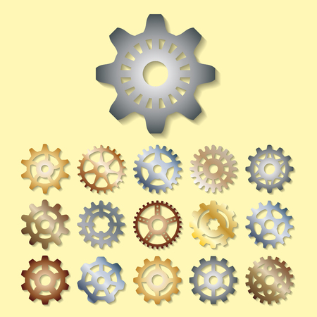 Gear vector illustration mechanics gearing web development shape work cog engine wheel equipment machinery elementのイラスト素材