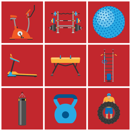 Fitness gym club athlet sport activity body tools wellness dumbbell equipment vector illustrationのイラスト素材