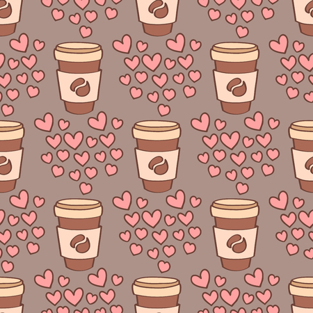 Heart sharp vector seamless pattern background pink color card beautiful celebrate bright emoticon symbol holiday abstract art decoration.のイラスト素材