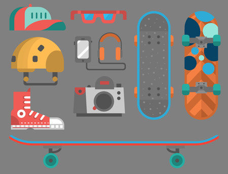 Skateboard fingerboard icon vector sport equipment skating transportation decorative speed freestyle leisure.のイラスト素材