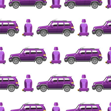 Vector seamless pattern luxury car transportation detailed auto business transport design pickupのイラスト素材