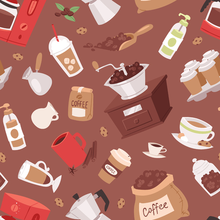 Coffee drink cartoon pot devices and morning beverage coffeemaker espresso cup, desserts coffeine product vector illustrationのイラスト素材