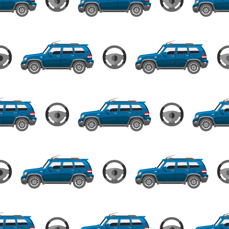 Vector seamless pattern luxury car transportation detailed auto business transport design pickupの写真素材