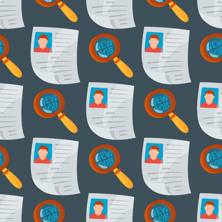Vector job search seamless pattern background office concept human recruitment employment work illustration.の写真素材