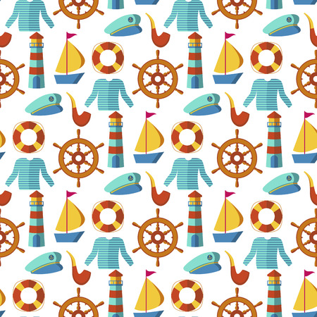 Seamless patterns with nautical elements wave paper ocean sea blue texture wallpaper marine vector illustration.のイラスト素材