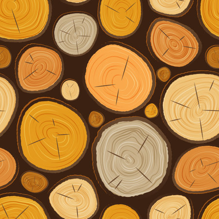 Tree wood slice texture circle cut wooden raw material.のイラスト素材