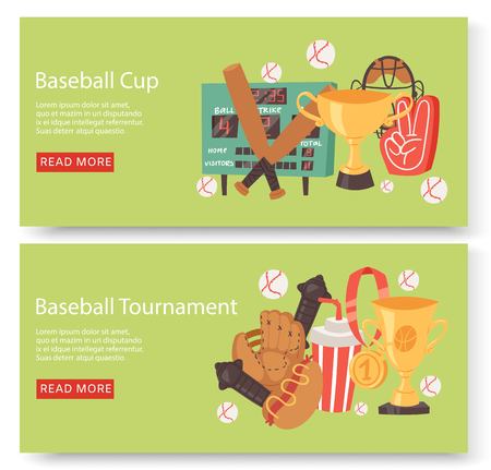 Baseball club or tournament set of banners, flyersのイラスト素材