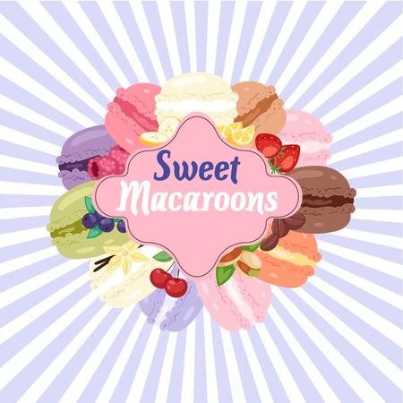 Sweet macaroons premium bakery shop banner, posterのイラスト素材