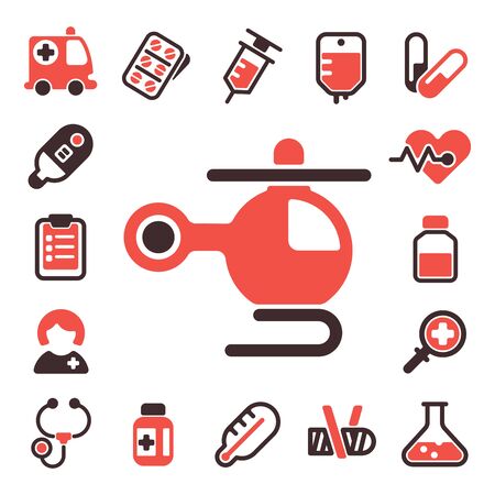 Health medical emergency icons healthcare medication drug laboratory science chemical capsuleの写真素材