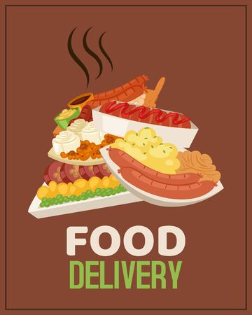 Food delivery service posterのイラスト素材