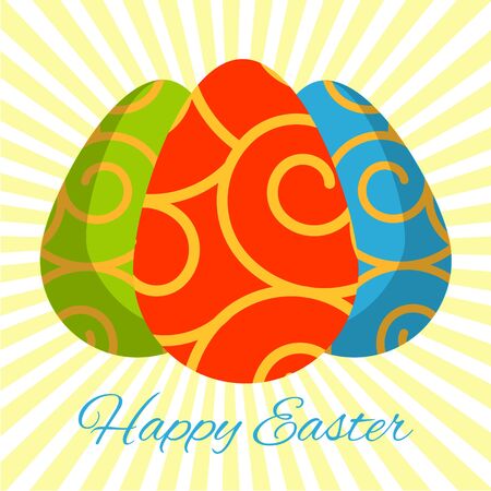 Easter decorative eggs on retroのイラスト素材