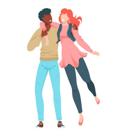 Friends together, young people taking selfie in phoneのイラスト素材