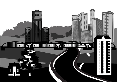 City urban black white colors landscape. vector illustrationのイラスト素材
