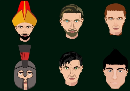 Set of portraits, head, faces.のイラスト素材