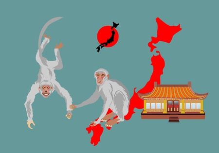 Japan monkeys and other symbols of Japanのイラスト素材
