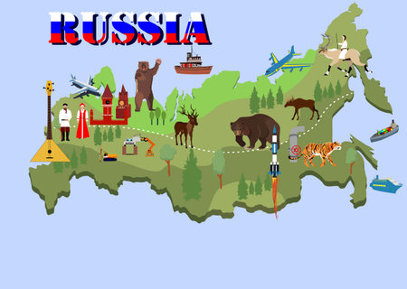 Russia country map infograghic elementsのイラスト素材