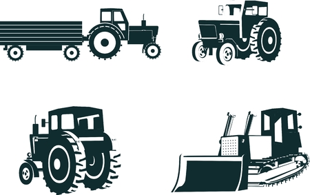 Tractors icons set, isolated vector illustrationのイラスト素材