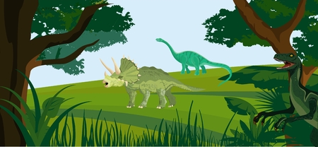 Landscape of prehistoric age of dinosaursのイラスト素材