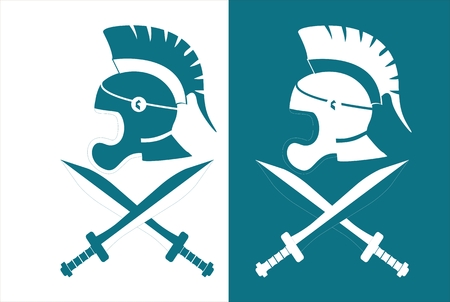 Ancient spartan helmet logo illustrationのイラスト素材