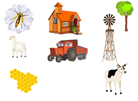 Agroculture elements vector set isolatedのイラスト素材