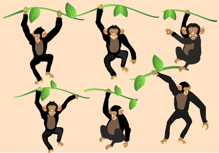 Cartoon funny monkeys vector setのイラスト素材