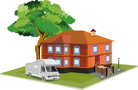 House and trailer vector illustrationのイラスト素材