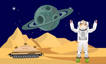 Astronaut on the alien planetのイラスト素材