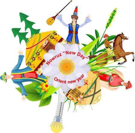 A Vector concept illustration of oriental spring nauruz fest in Kazakhstanのイラスト素材