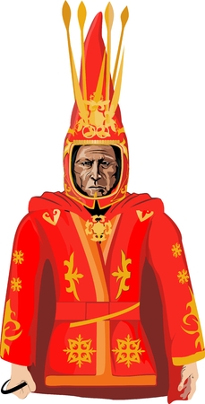 Ansector of kazakh people and other people of central asia sacque in traditional clothesのイラスト素材