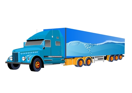 Fantasy Truck Trailer blue colored isolated vector illustrationのイラスト素材