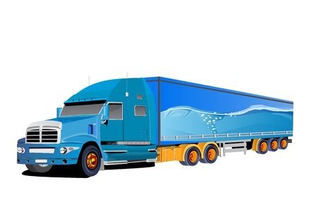 American Truck Trailer blue colored isolated vector illustrationのイラスト素材