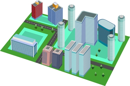 Isometric city buildingsのイラスト素材