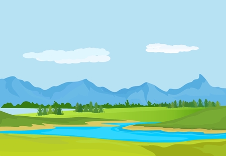 Nature green landscapeのイラスト素材